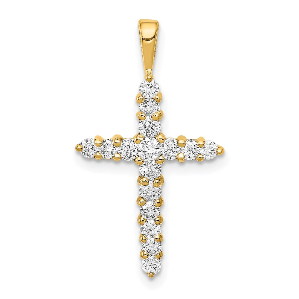 Million Charms 14K Yellow Gold Themed Aa Diamond Relgious Cross Pendant
