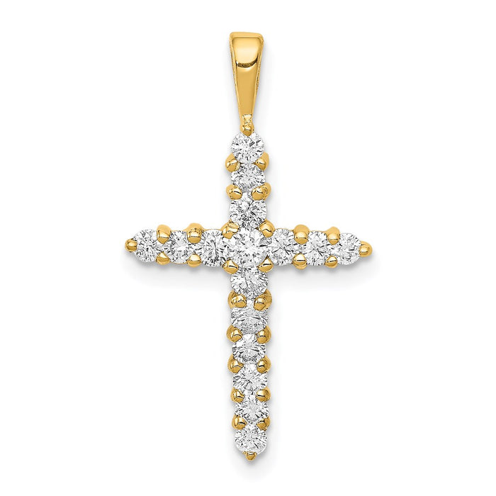 Million Charms 14K Yellow Gold Themed Aa Diamond Relgious Cross Pendant