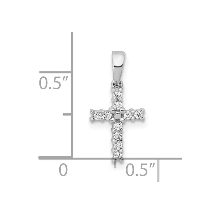 Million Charms 14K White Gold Themed Diamond Latin Relgious Cross Pendant