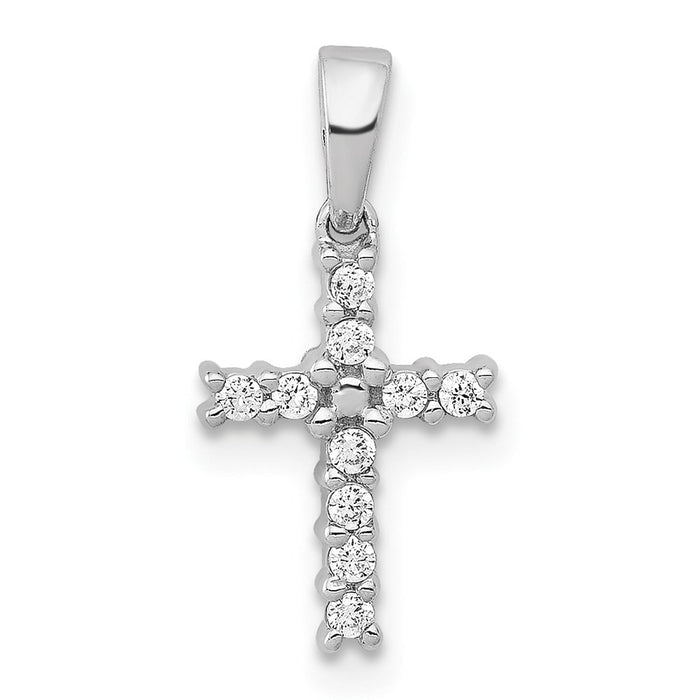 Million Charms 14K White Gold Themed Diamond Latin Relgious Cross Pendant