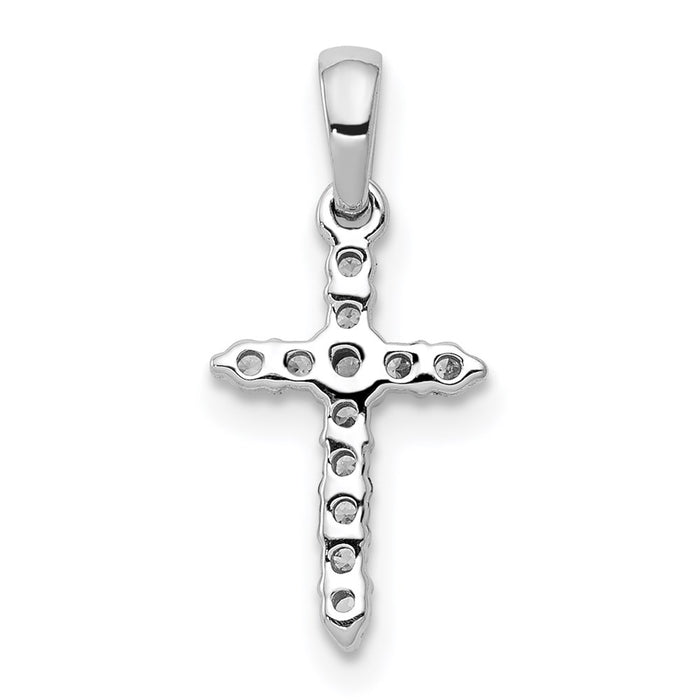 Million Charms 14K White Gold Themed Polished Diamond Relgious Cross Pendant