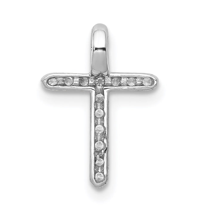 Million Charms 14K White Gold Themed Diamond Relgious Cross Pendant