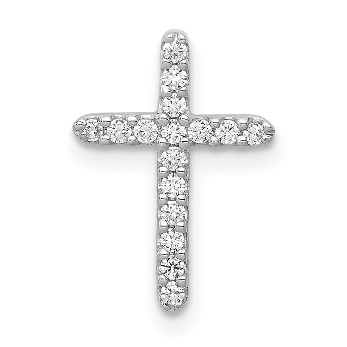 Million Charms 14K White Gold Themed Diamond Relgious Cross Pendant