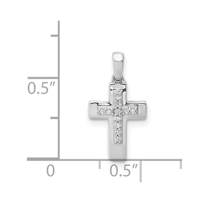 Million Charms 14K White Gold Themed Diamond Relgious Cross Pendant