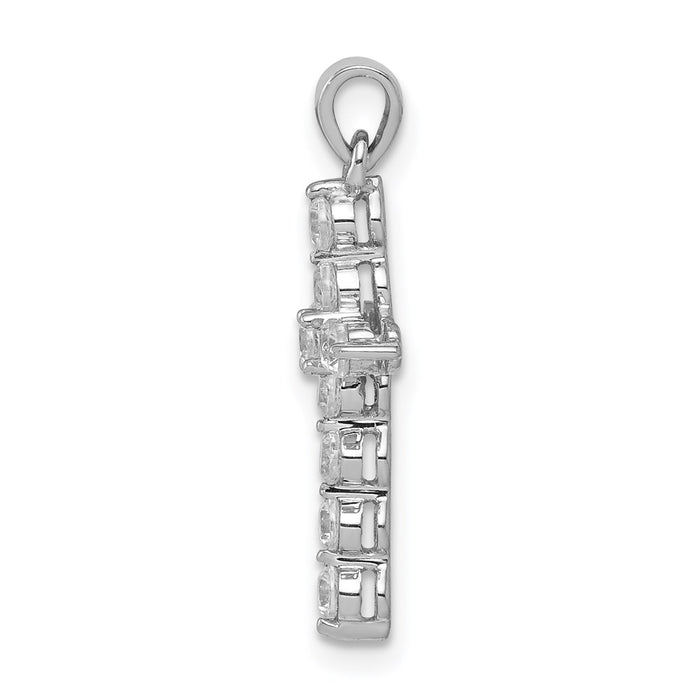 Million Charms 14K White Gold Themed Diamond Relgious Cross Pendant