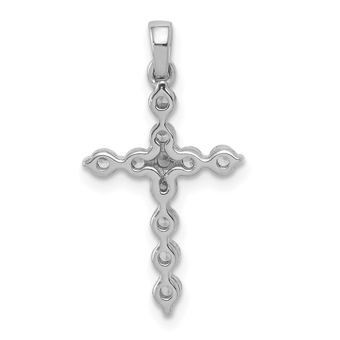 Million Charms 14K White Gold Themed Diamond Relgious Cross Pendant