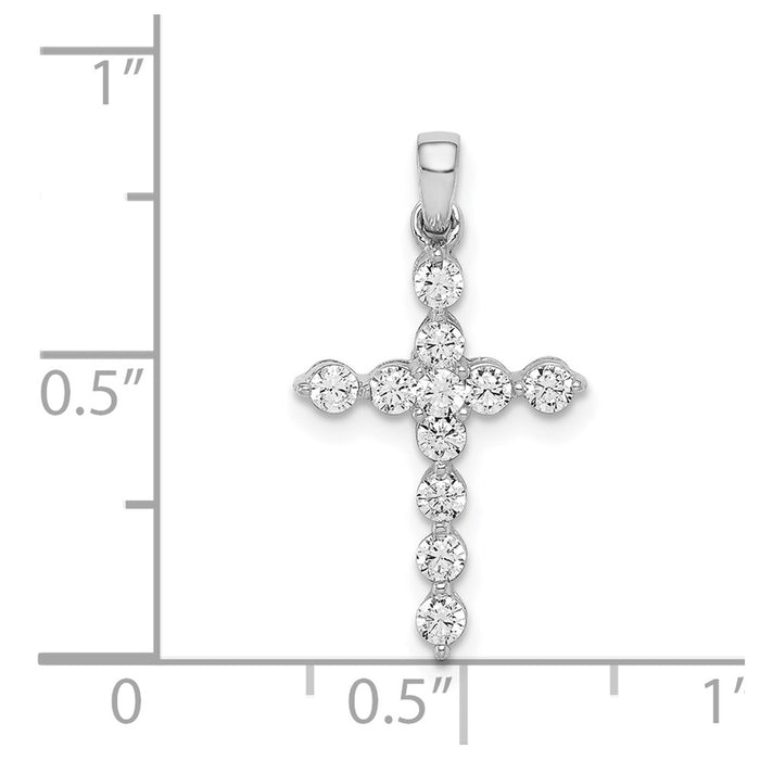 Million Charms 14K White Gold Themed Diamond Relgious Cross Pendant