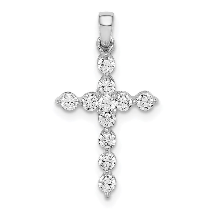 Million Charms 14K White Gold Themed Diamond Relgious Cross Pendant