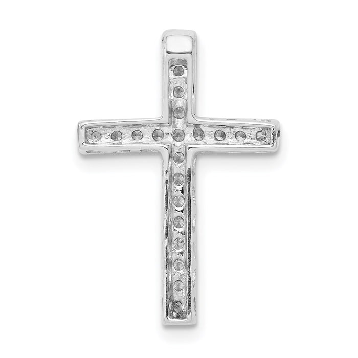 Million Charms 14K White Gold Themed Diamond Relgious Cross Slide Pendant