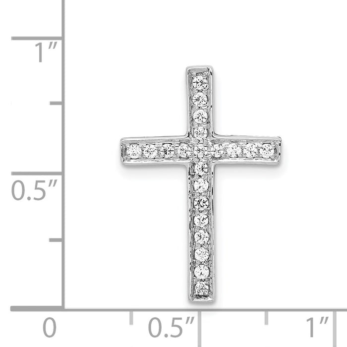 Million Charms 14K White Gold Themed Diamond Relgious Cross Slide Pendant