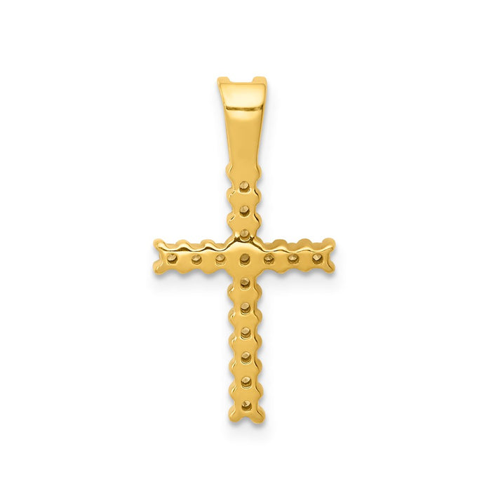 Million Charms 14K Yellow Gold Themed, Rhodium-plated Diamond Latin Relgious Cross Pendant