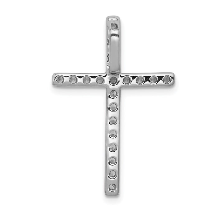 Million Charms 14K White Gold Themed Diamond Relgious Cross Pendant