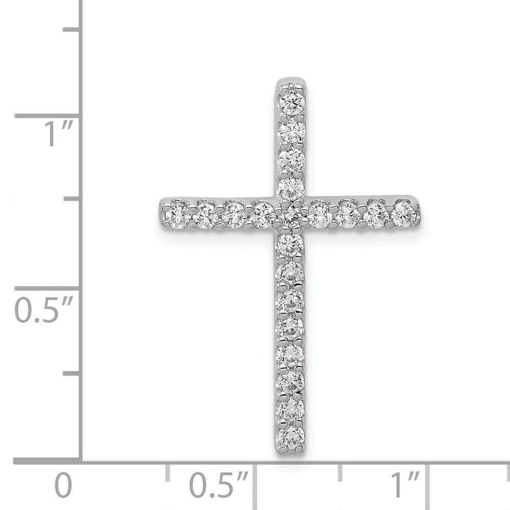 Million Charms 14K White Gold Themed Diamond Relgious Cross Pendant