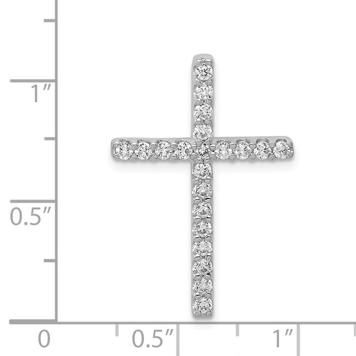 Million Charms 14K White Gold Themed Diamond Relgious Cross Pendant