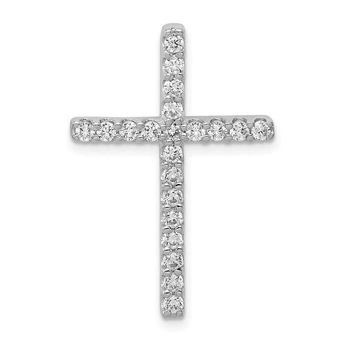 Million Charms 14K White Gold Themed Diamond Relgious Cross Pendant