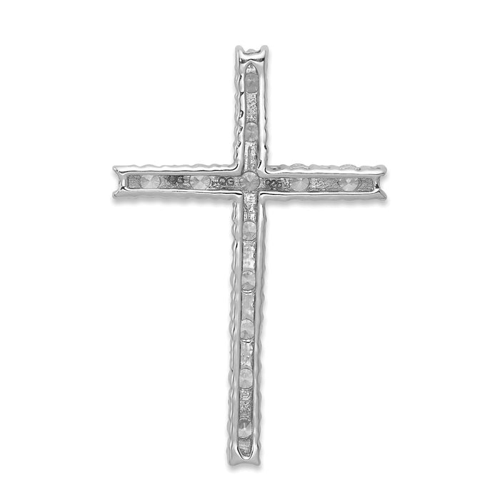 Million Charms 14K White Gold Themed Diamond Latin Relgious Cross Pendant