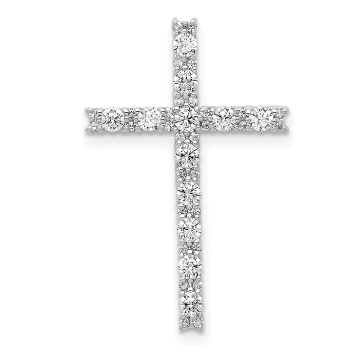 Million Charms 14K White Gold Themed Diamond Latin Relgious Cross Pendant