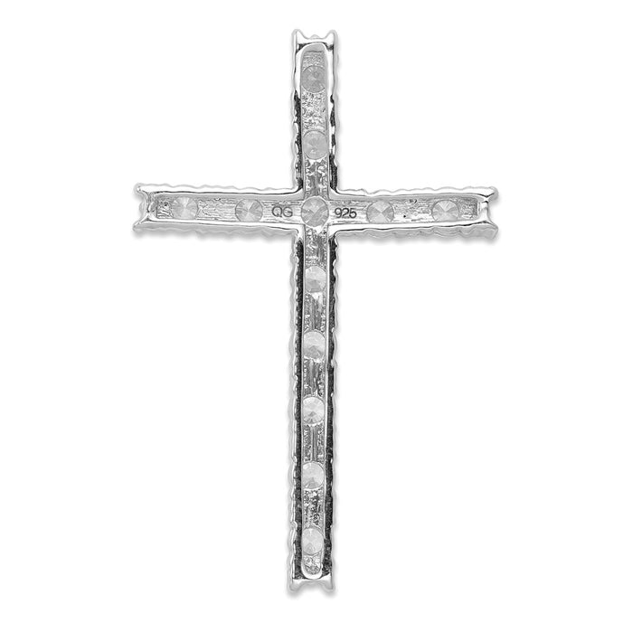 Million Charms 14K White Gold Themed Diamond Latin Relgious Cross Pendant
