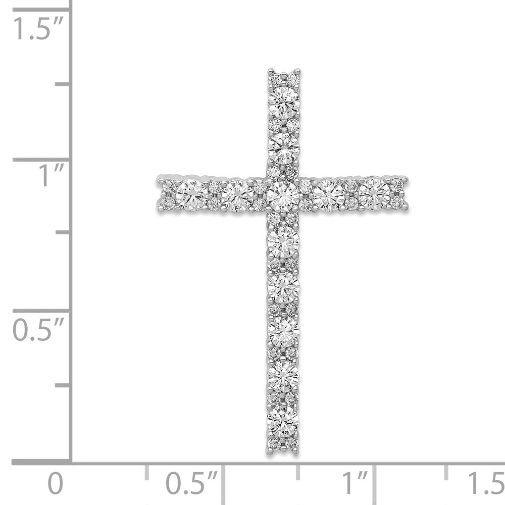 Million Charms 14K White Gold Themed Diamond Latin Relgious Cross Pendant
