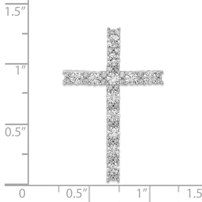 Million Charms 14K White Gold Themed Diamond Latin Relgious Cross Pendant