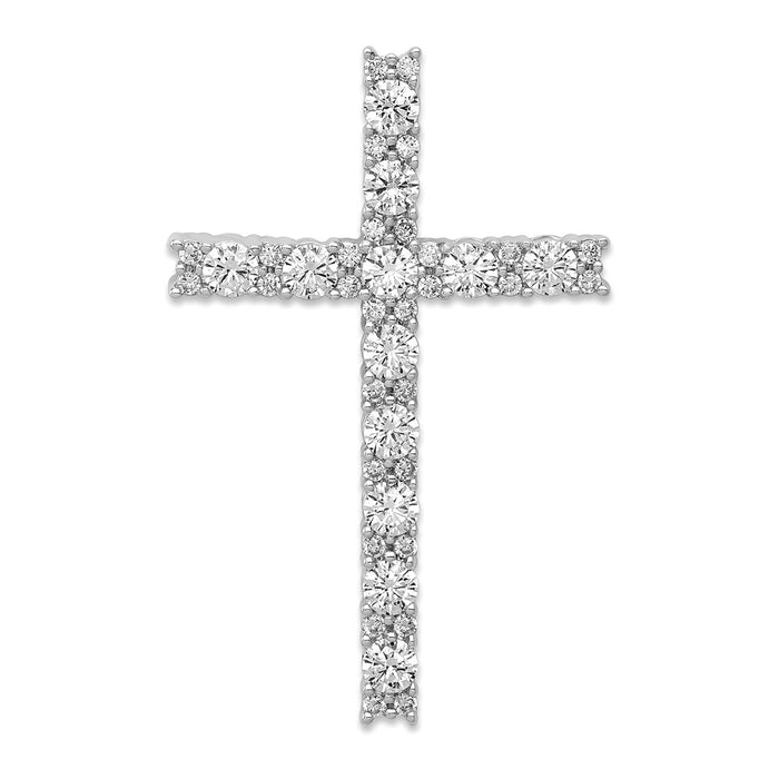 Million Charms 14K White Gold Themed Diamond Latin Relgious Cross Pendant