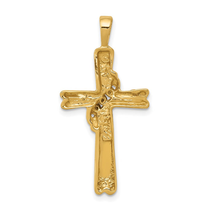 Million Charms 14K Yellow Gold Themed Aa Diamond Relgious Cross Pendant