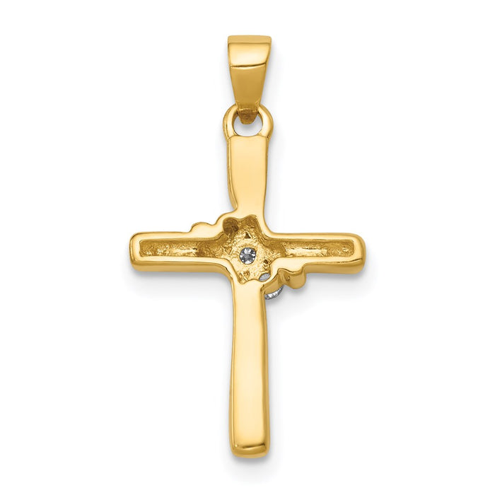 Million Charms 14K Yellow Gold Themed Aa Diamond Relgious Cross Pendant