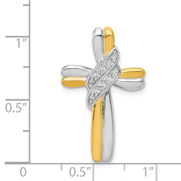 Million Charms 14K Yellow Gold Themed Diamond With Rhodium-Plated Accents Relgious Cross Pendant