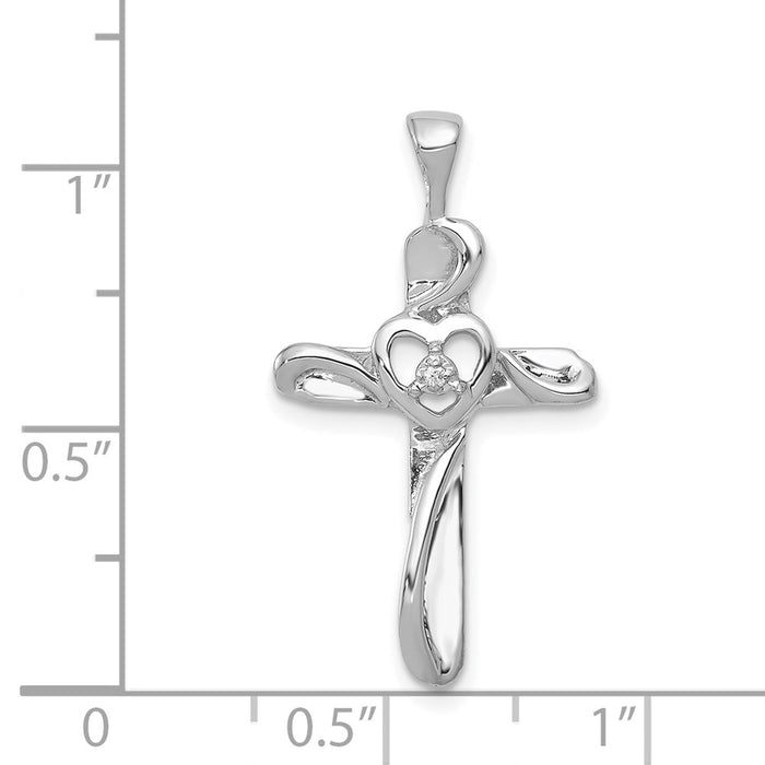 Million Charms 14K White Gold Themed Aa Diamond Relgious Cross Pendant