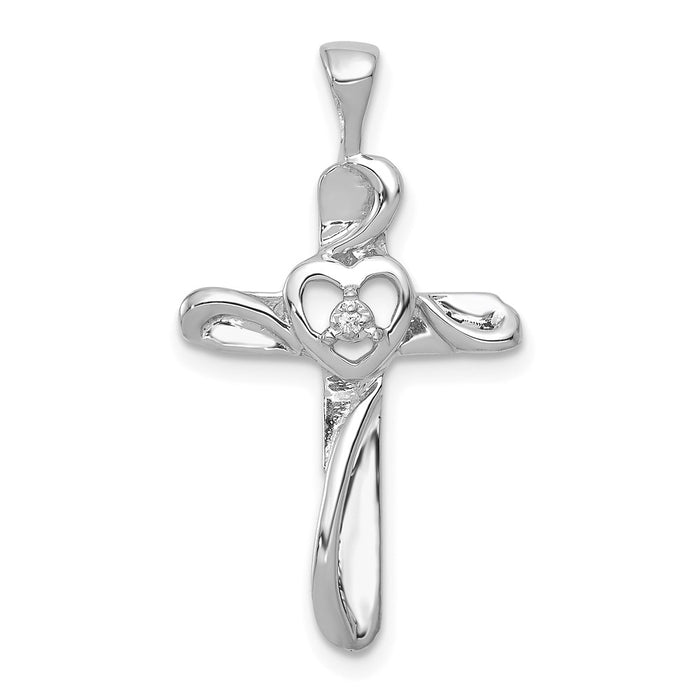 Million Charms 14K White Gold Themed Aa Diamond Relgious Cross Pendant