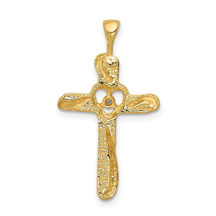 Million Charms 14K Yellow Gold Themed Aa Diamond Relgious Cross Pendant