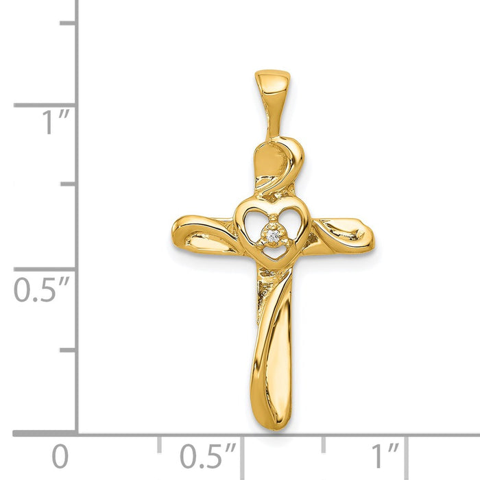 Million Charms 14K Yellow Gold Themed Aa Diamond Relgious Cross Pendant