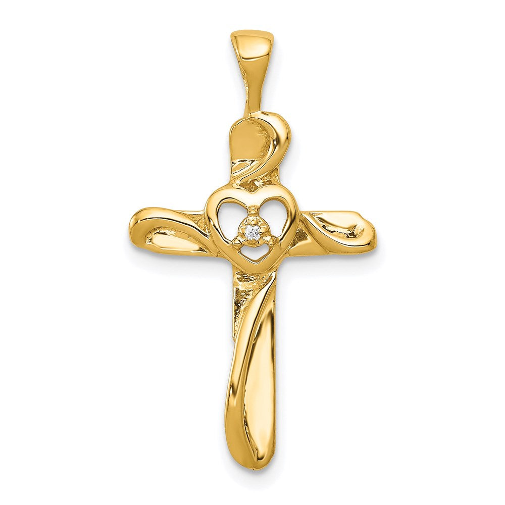 Million Charms 14K Yellow Gold Themed Aa Diamond Relgious Cross Pendant