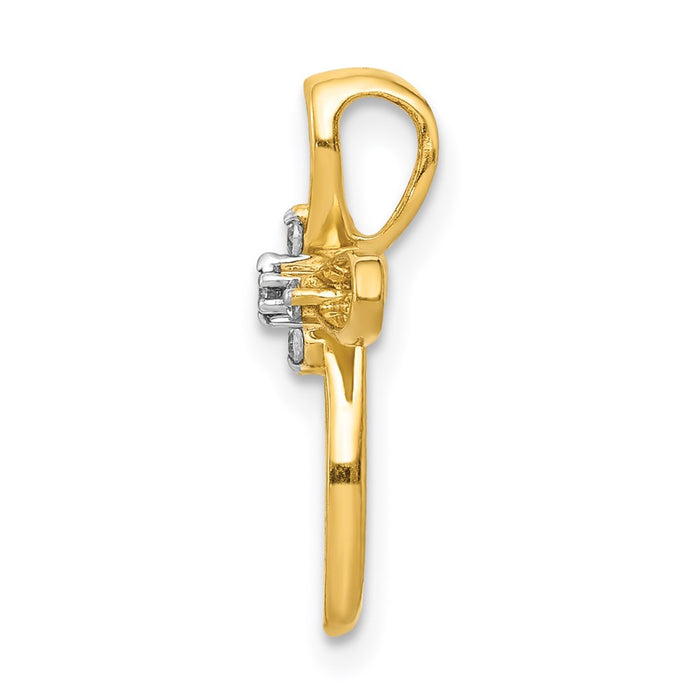 Million Charms 14K Yellow Gold Themed Diamond Relgious Cross Pendant Slide Pendant