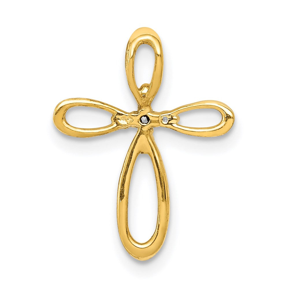 Million Charms 14K Yellow Gold Themed Diamond Relgious Cross Pendant Slide Pendant