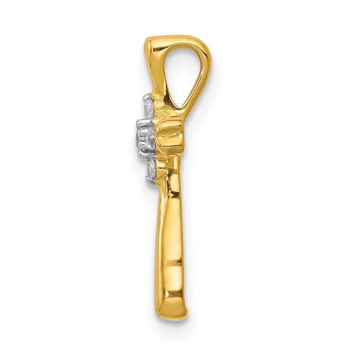 Million Charms 14K Yellow Gold Themed Diamond Relgious Cross Pendant Slide Pendant