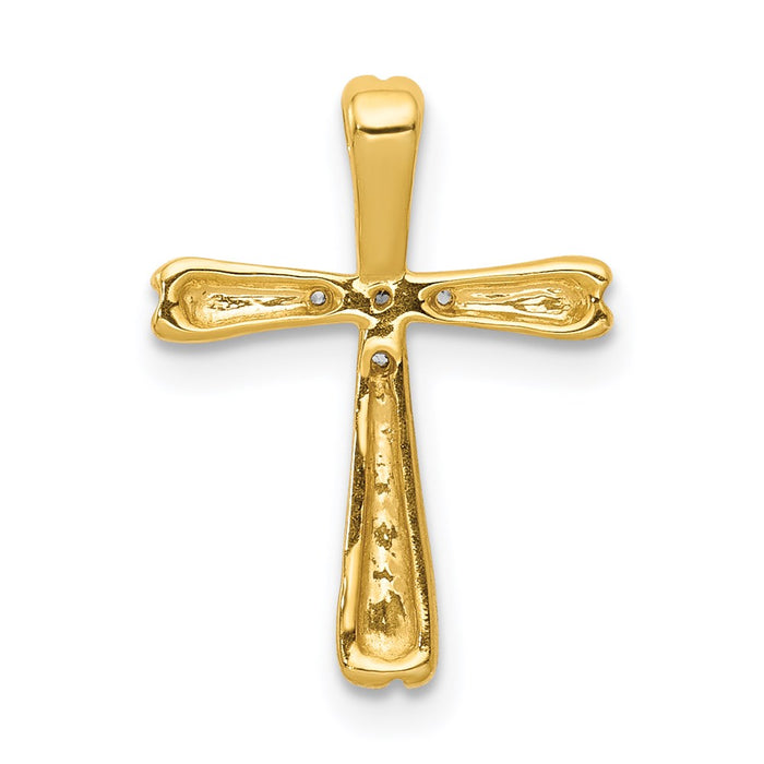 Million Charms 14K Yellow Gold Themed Diamond Relgious Cross Pendant Slide Pendant