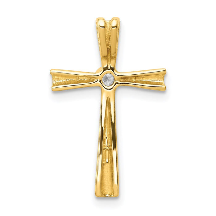 Million Charms 14K Yellow Gold Themed Aa Diamond Relgious Cross Pendant