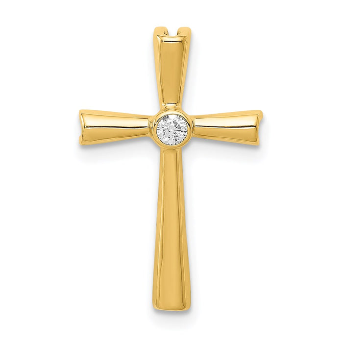 Million Charms 14K Yellow Gold Themed Aa Diamond Relgious Cross Pendant