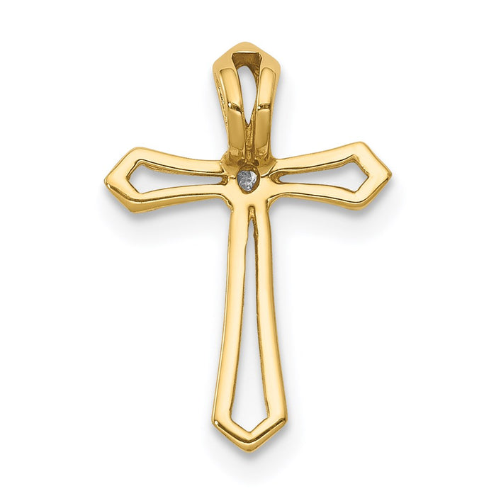 Million Charms 14K Yellow Gold Themed Aa Diamond Relgious Cross Pendant