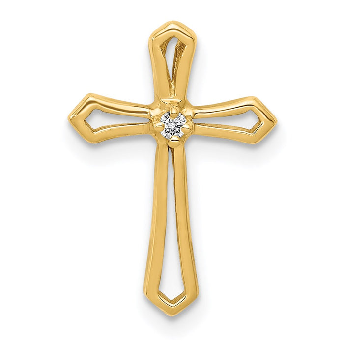 Million Charms 14K Yellow Gold Themed Aa Diamond Relgious Cross Pendant