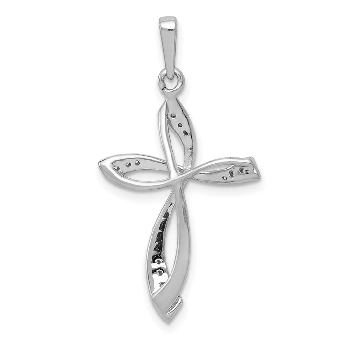 Million Charms 14K White Gold Themed Diamond Relgious Cross Pendant