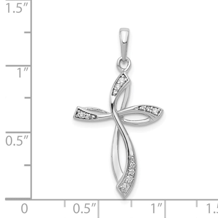 Million Charms 14K White Gold Themed Diamond Relgious Cross Pendant