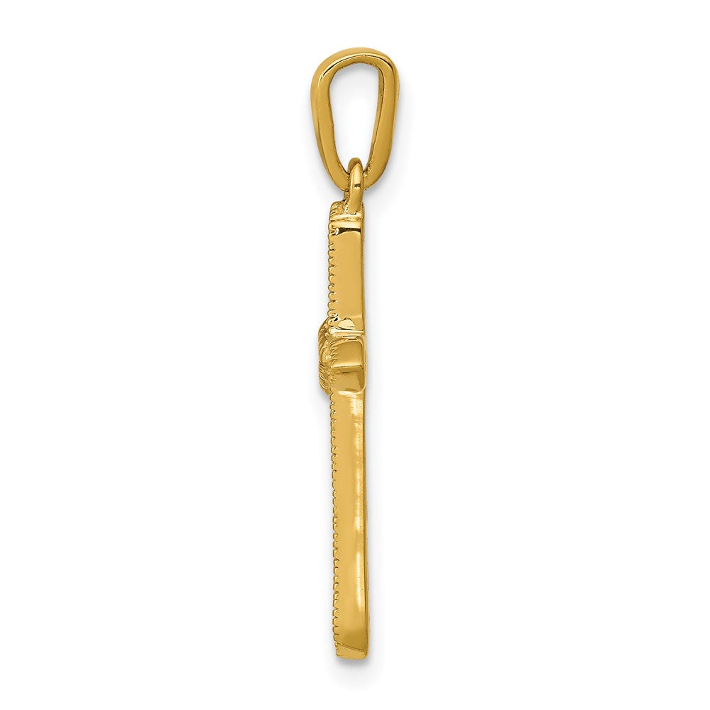 Million Charms 14K Yellow Gold Themed Diamond Relgious Cross Pendant