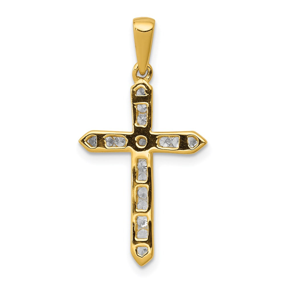 Million Charms 14K Yellow Gold Themed Diamond Relgious Cross Pendant