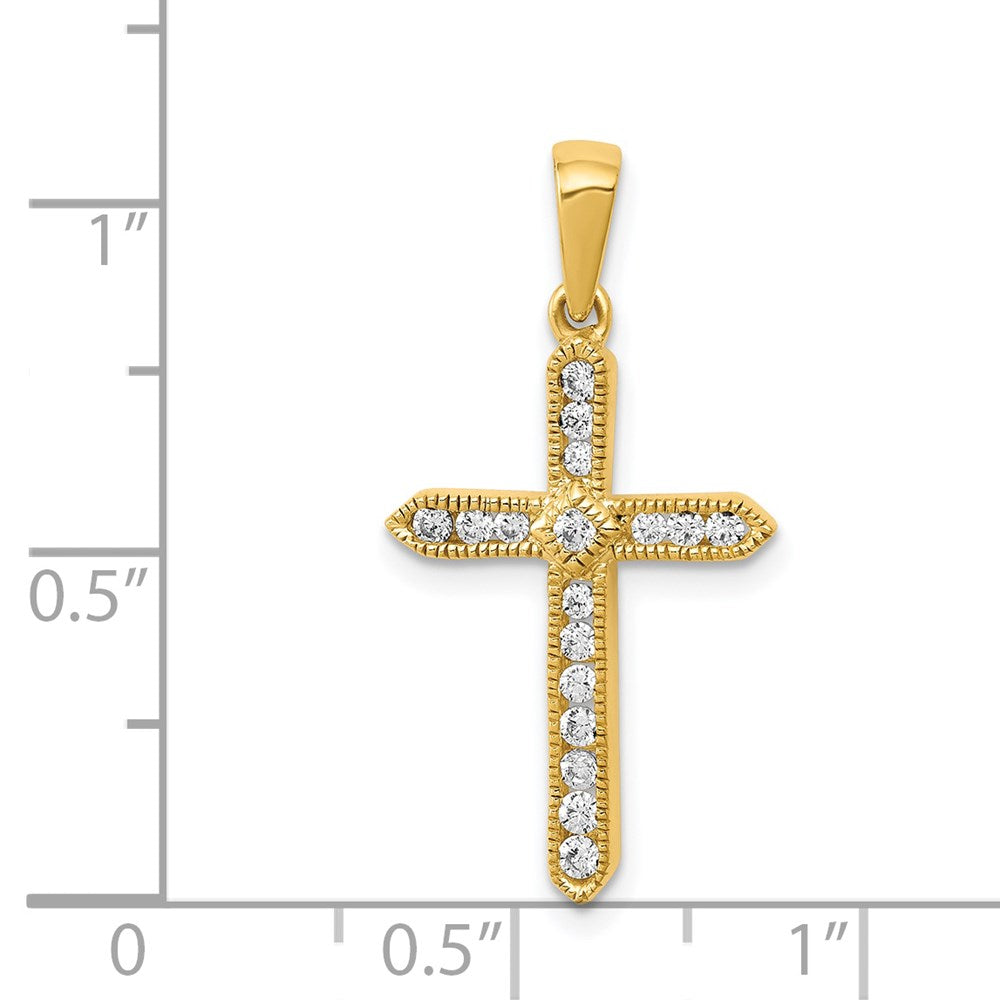 Million Charms 14K Yellow Gold Themed Diamond Relgious Cross Pendant