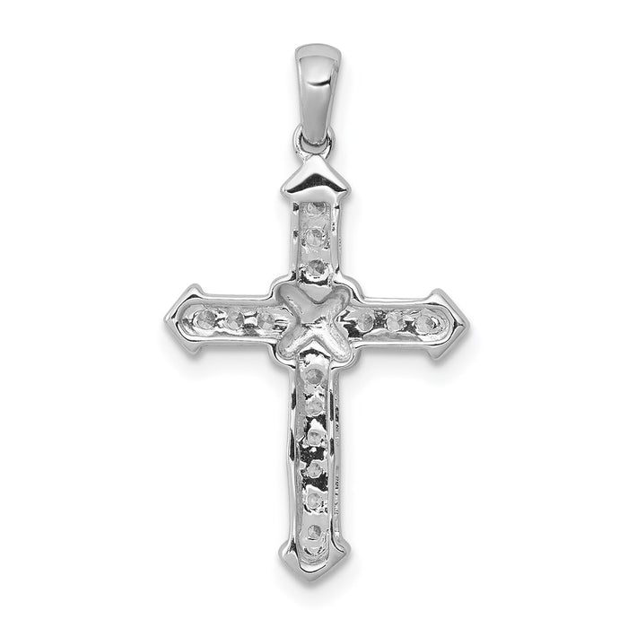 Million Charms 14K White Gold Themed Passion Diamond Relgious Cross Pendant