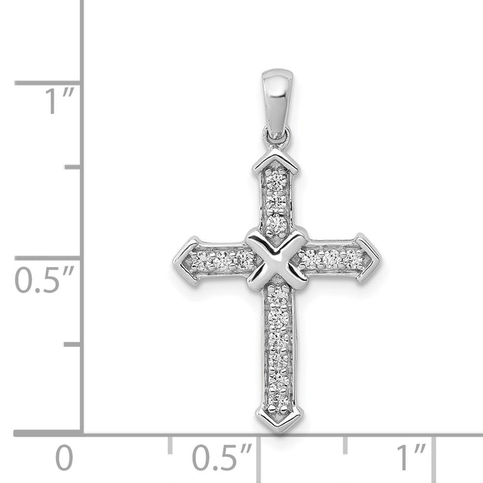 Million Charms 14K White Gold Themed Passion Diamond Relgious Cross Pendant