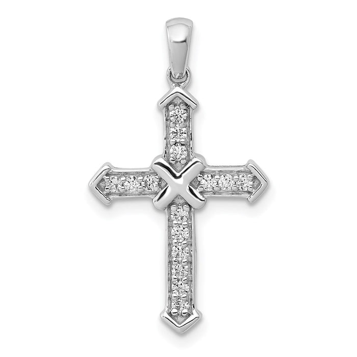 Million Charms 14K White Gold Themed Passion Diamond Relgious Cross Pendant