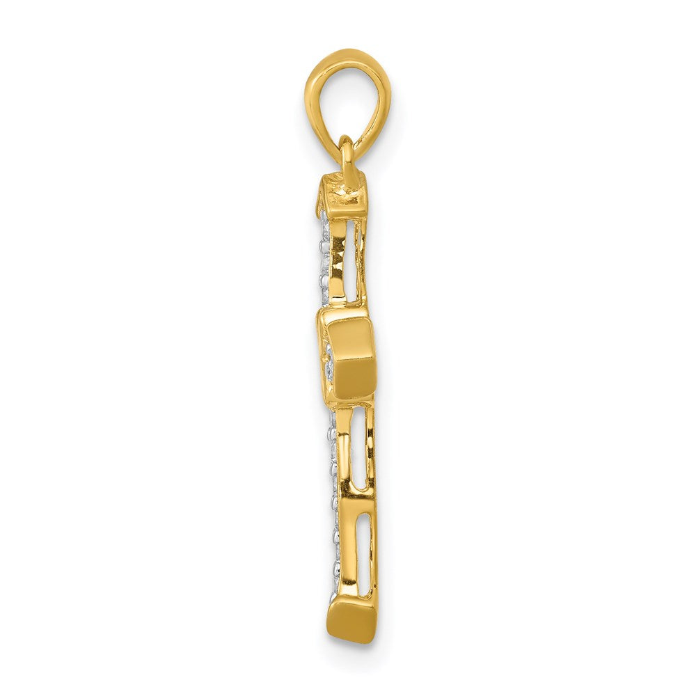 Million Charms 14K Yellow Gold Themed Passion Diamond Relgious Cross Pendant